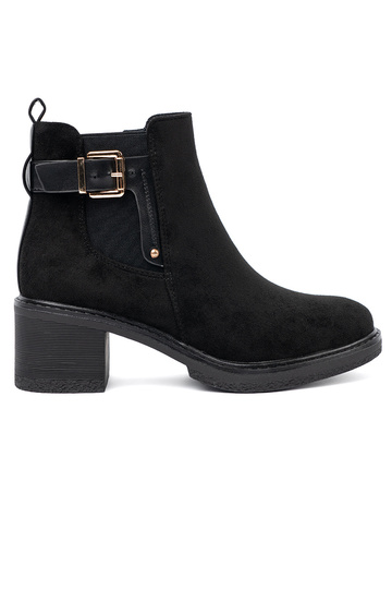 schZuarze Farbe Schuhe mit Schnallen auf einem stabilen Absatz 2