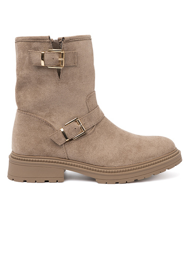 Beige Schuhe aus INildleder mit dekorativen Schnallen 2
