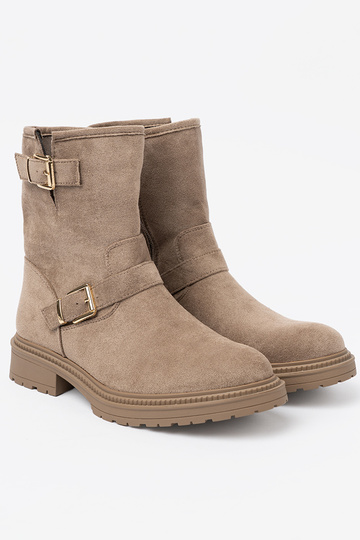 Beige Schuhe aus INildleder mit dekorativen Schnallen
