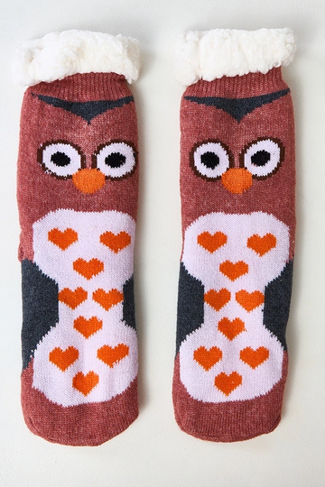 Rosa Socken mit Eule Lotis