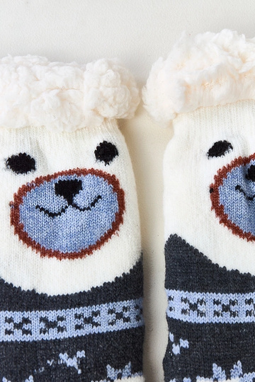 Graphitfarbene Socken mit Fell Lotis