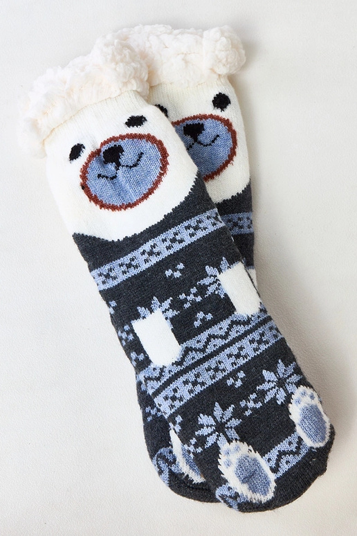 Graphitfarbene Socken mit Fell Lotis