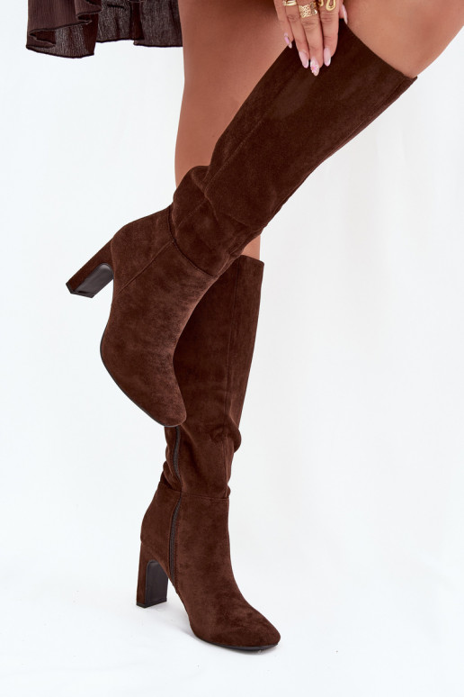 Damen wärmende Stiefel mit Absätzen, schokoladenfarbig „Zamira" Damen wärmende Stiefel mit Absätzen, schokoladenfarbig „Zamira"