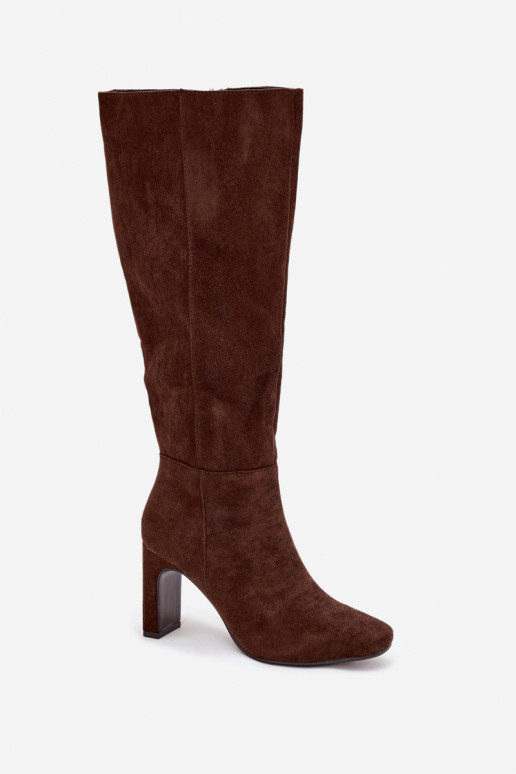 Damen wärmende Stiefel mit Absätzen, schokoladenfarbig „Zamira" Damen wärmende Stiefel mit Absätzen, schokoladenfarbig „Zamira"