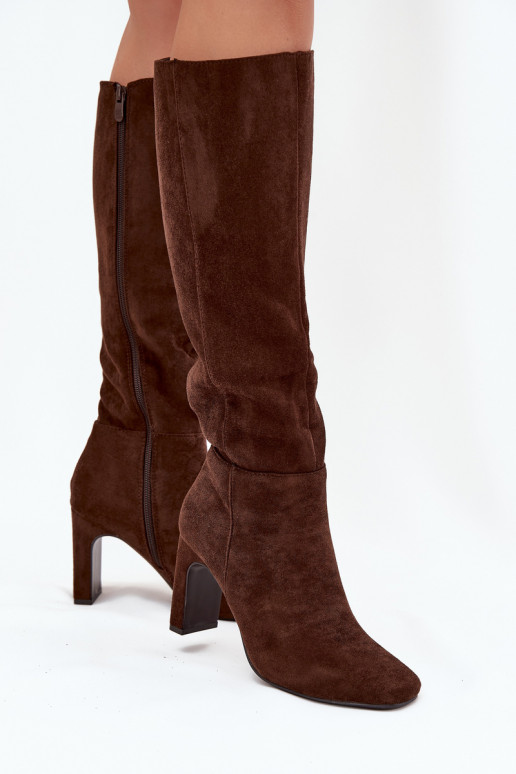 Damen wärmende Stiefel mit Absätzen, schokoladenfarbig „Zamira" Damen wärmende Stiefel mit Absätzen, schokoladenfarbig „Zamira"