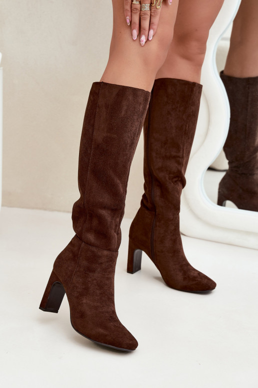 Damen wärmende Stiefel mit Absätzen, schokoladenfarbig „Zamira" Damen wärmende Stiefel mit Absätzen, schokoladenfarbig „Zamira"