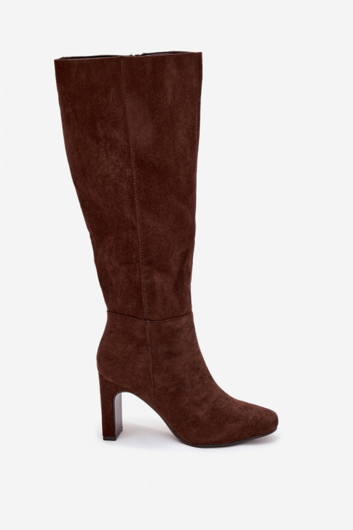 Damen wärmende Stiefel mit Absätzen, schokoladenfarbig „Zamira" Damen wärmende Stiefel mit Absätzen, schokoladenfarbig „Zamira"