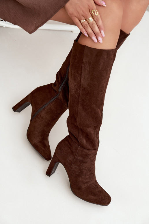 Damen wärmende Stiefel mit Absätzen, schokoladenfarbig „Zamira" Damen wärmende Stiefel mit Absätzen, schokoladenfarbig „Zamira"