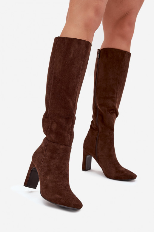 Damen wärmende Stiefel mit Absätzen, schokoladenfarbig „Zamira" Damen wärmende Stiefel mit Absätzen, schokoladenfarbig „Zamira"