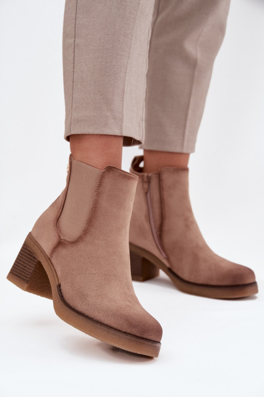 stylische Stiefel Feminin mit Absätzen sich Zuarm laufen Beige Zelia