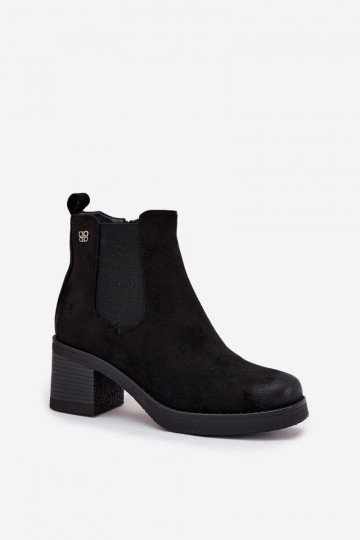 Schwarze stilvolle gefütterte Damen-Stiefeletten mit Absatz Zelia 2