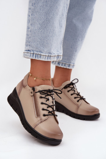 Haut Schuhe Feminin Auf einem Keil Vinceza 39964 Beige 2