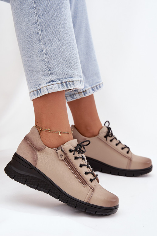 Haut Schuhe Feminin Auf einem Keil Vinceza 39964 Beige