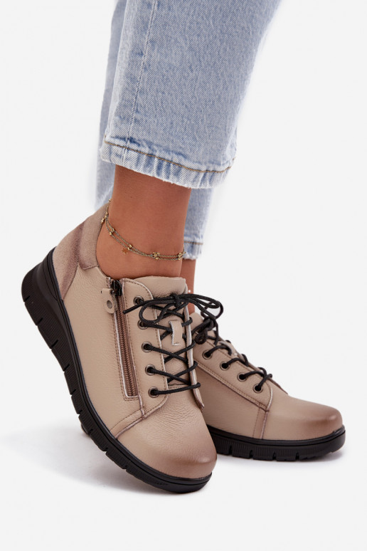 Haut Schuhe Feminin Auf einem Keil Vinceza 39964 Beige