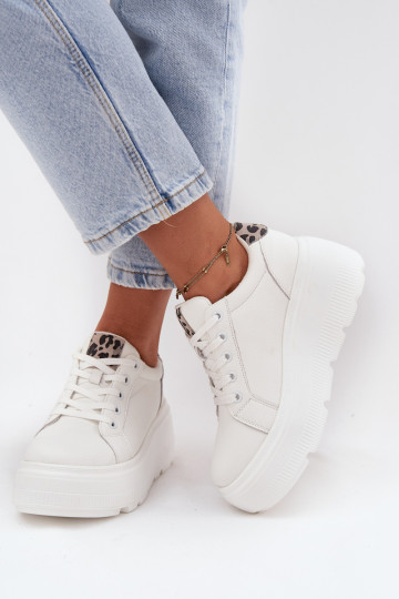 Haut Sneakers Stilvollllschuhe Feminin mit einer Plattform mit Leopardenfellmuster Vinceza 89144 Zueiße Farbe