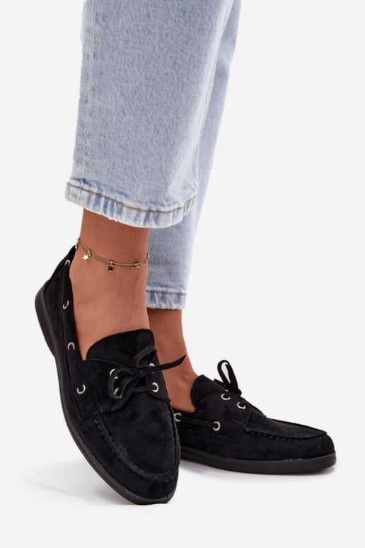 Schuhe Mokassins für Damen mit stilvollen Details schZuarze Farbe Calivra