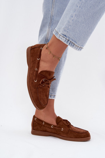 Schuhe Mokassins für Damen mit stilvollen Details braune Farbe Calivra