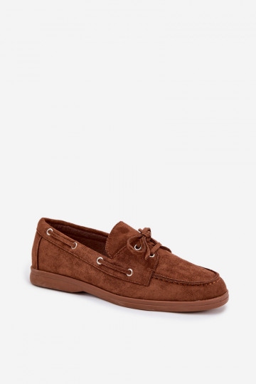 Schuhe Mokassins für Damen mit stilvollen Details braune Farbe Calivra 2
