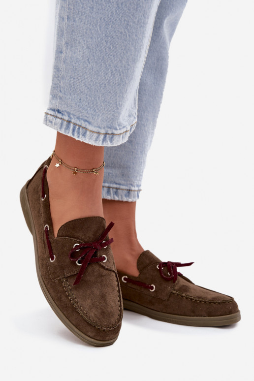 Schuhe Mokassins für Damen mit stilvollen Details Khaki-Farbe-Farbe Calivra