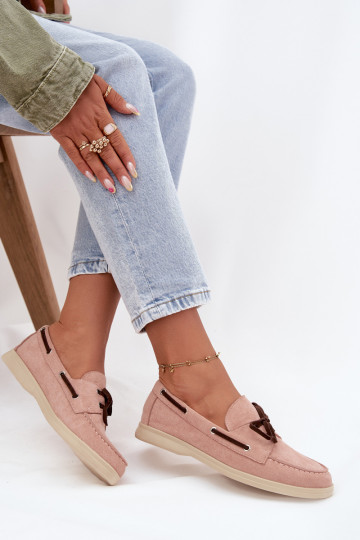Schuhe Mokassins für Damen mit stilvollen Details Hellrosa Farbton Calivra