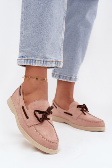 Schuhe Mokassins für Damen mit stilvollen Details Hellrosa Farbton Calivra 2