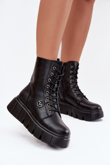 Arbeitsstiefeletten Feminin mit einer Plattform sich Zuarm laufen Vinceza 58588 schZuarze Farbe 2