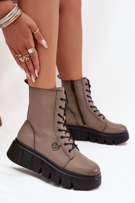 Arbeitsstiefeletten Feminin mit einer Plattform sich Zuarm laufen Vinceza 58588 Beige