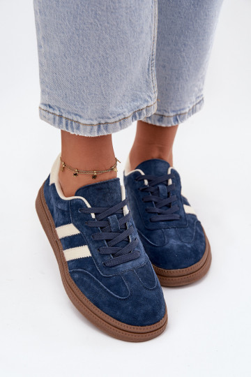 Sneakers Stilvollllschuhe Feminin aus INildleder mit einer Plattform Dunkelblau Sylviona
