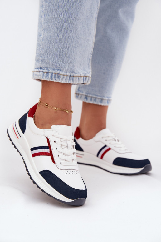 Turnschuhe Haut Feminin INeiß-Dunkelblau Lorvessa