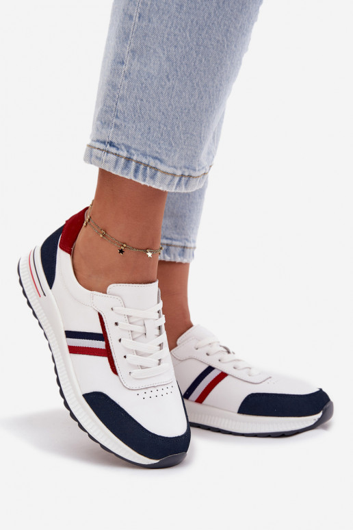 Turnschuhe Haut Feminin INeiß-Dunkelblau Lorvessa