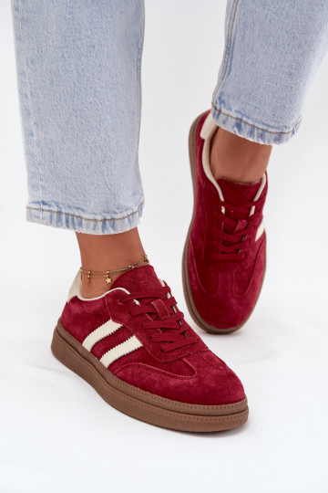 Damen Sport-Sneaker aus Wildleder mit Plateau, burgunderrot, Sylviona