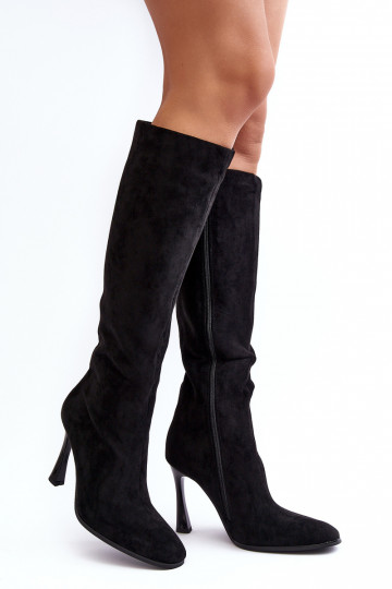 sich Zuarm laufen Damenstiefel mit dünnen Absätzen schZuarze Farbe Isot