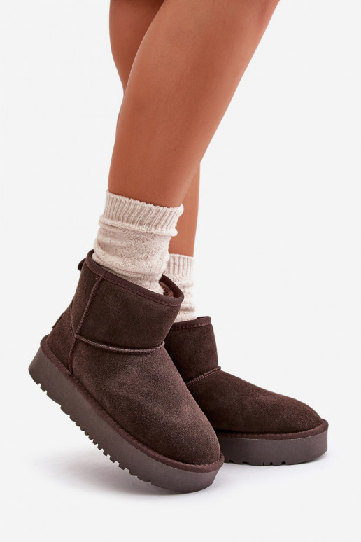 Haut aus INildleder Schneestiefel mit einer Plattform INegen Kubo braune Farbe Rianaella Haut aus INildleder Schneestiefel mit einer Plattform INegen Kubo braune Farbe Rianaella