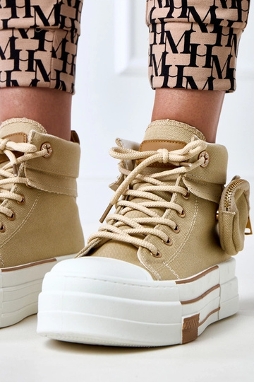 Yaren Braune High-Top Sneakers mit Plateau und Tasche