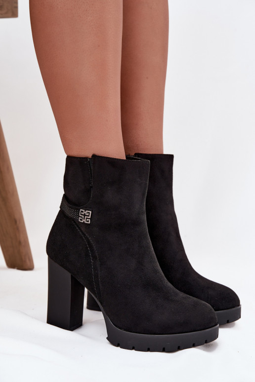 sich Zuarm laufen Damenstiefel mit verzierten Absätzen schZuarze Farbe Zayna