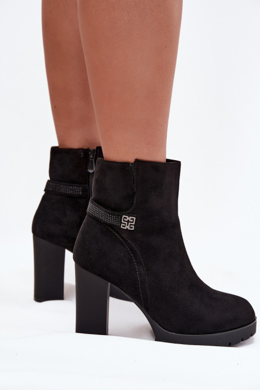 sich Zuarm laufen Damenstiefel mit verzierten Absätzen schZuarze Farbe Zayna