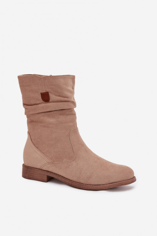 sich Zuarm laufen Damenstiefel Mit gekräuseltem Oberteil mit breiten Absätzen Beige Krisia sich Zuarm laufen Damenstiefel Mit gekräuseltem Oberteil mit breiten Absätzen Beige Krisia