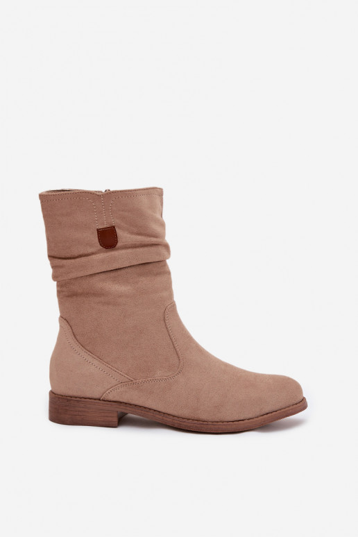sich Zuarm laufen Damenstiefel Mit gekräuseltem Oberteil mit breiten Absätzen Beige Krisia sich Zuarm laufen Damenstiefel Mit gekräuseltem Oberteil mit breiten Absätzen Beige Krisia