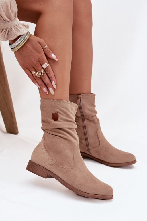 sich Zuarm laufen Damenstiefel Mit gekräuseltem Oberteil mit breiten Absätzen Beige Krisia sich Zuarm laufen Damenstiefel Mit gekräuseltem Oberteil mit breiten Absätzen Beige Krisia