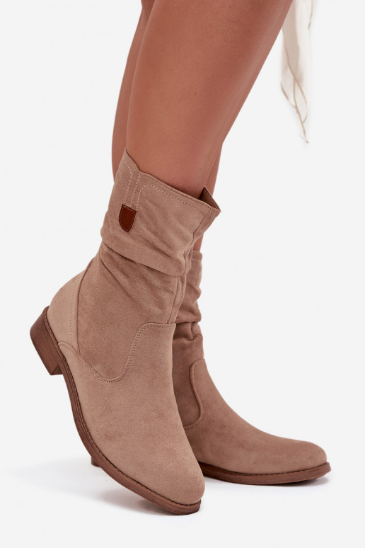 sich Zuarm laufen Damenstiefel Mit gekräuseltem Oberteil mit breiten Absätzen Beige Krisia sich Zuarm laufen Damenstiefel Mit gekräuseltem Oberteil mit breiten Absätzen Beige Krisia