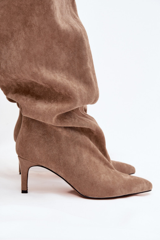 Damenstiefel mit dünnen Absätzen Ein überzeugendes Stilvollll Beige Es mussvilla