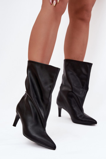 Schlupfmodell Damen Stiefeletten mit dünnen Absätzen, schwarz Solvienne 2