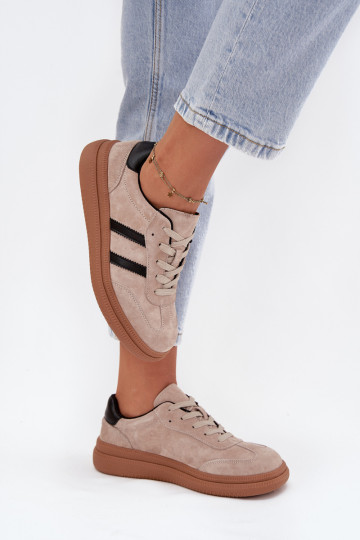 aus INildleder Sneakers Stilvollllschuhe Feminin mit einer Plattform Beige Elivienne