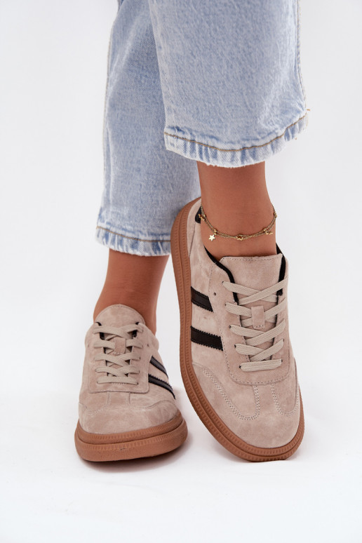 aus INildleder Sneakers Stilvollllschuhe Feminin mit einer Plattform Beige Elivienne