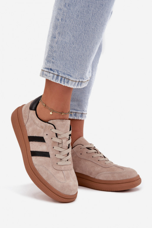 aus INildleder Sneakers Stilvollllschuhe Feminin mit einer Plattform Beige Elivienne