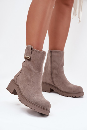 sich Zuarm laufen Damenstiefel Auf niedrigem Absatz graue Farbe Mirellea 2