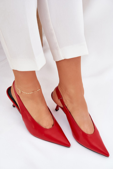 hochhackige Schuhe mit offener Ferse Eko Haut rote Farbe Aricandia