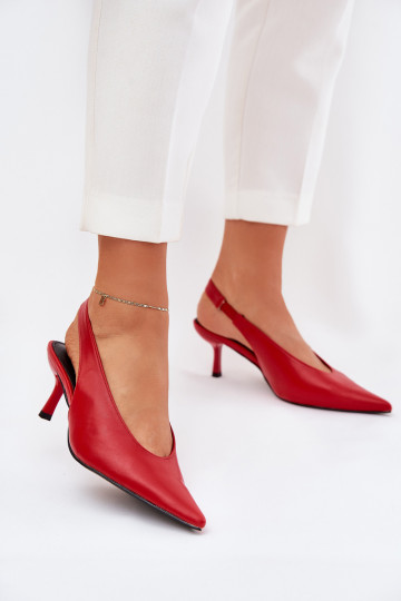 hochhackige Schuhe mit offener Ferse Eko Haut rote Farbe Aricandia 2