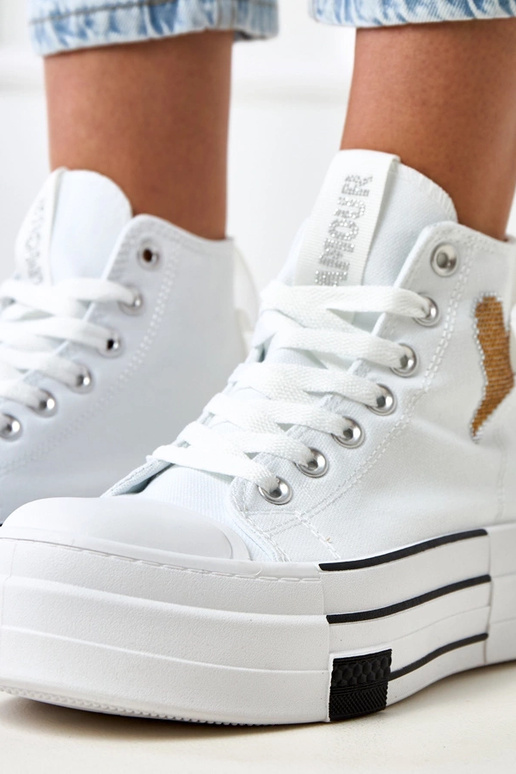 Weiße hohe Sneakers mit Plattform und... Weiße hohe Sneakers mit Plattform und...