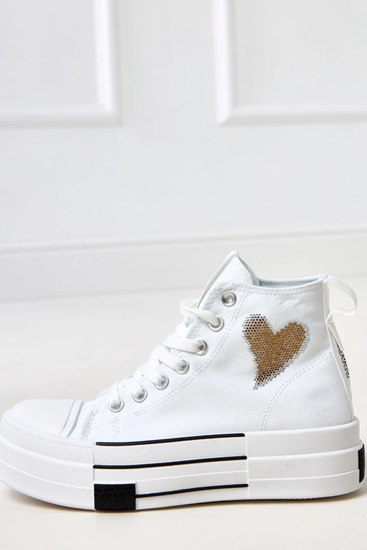 Weiße hohe Sneakers mit Plattform und... Weiße hohe Sneakers mit Plattform und...